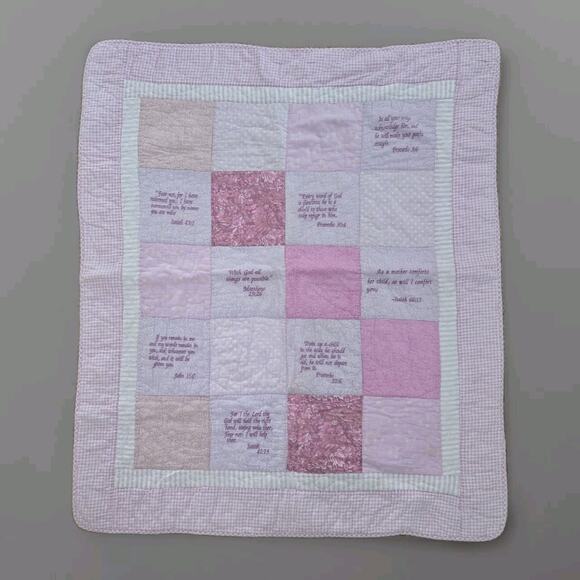 PINK Scripture Quilt‎ Crib 45"L x 40"W - Picture 1 of 4